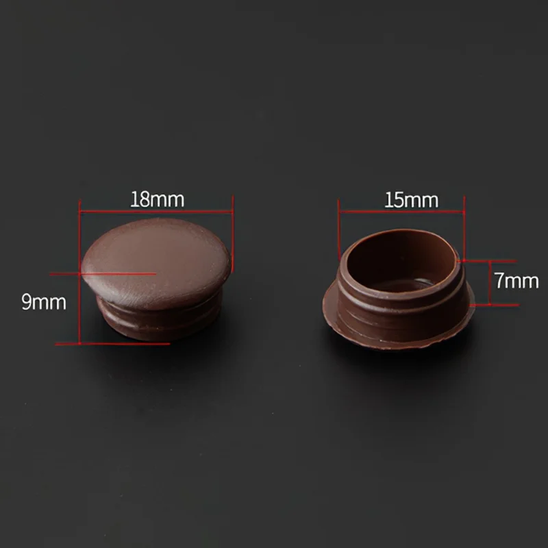 50Pcs / Pack 15mm Screw Hole Plugs PP Plastic Drill Hole Caps for Furniture Cupboard - Dark Brown
