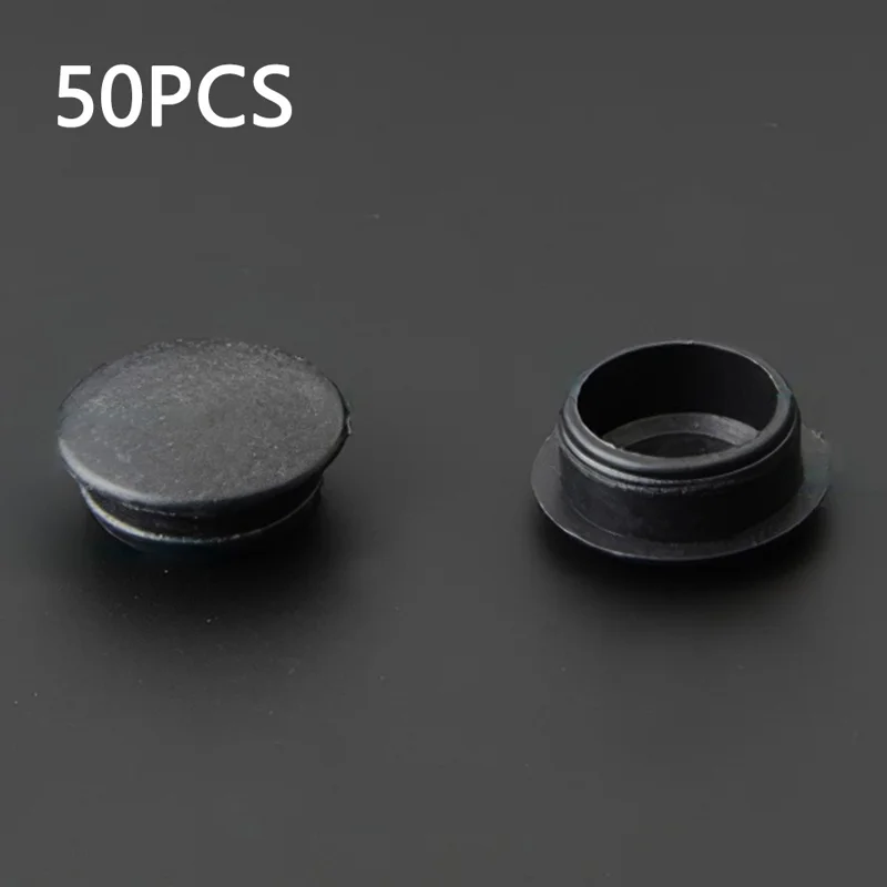 50Pcs / Pack 16mm PP Plastic Hole Plugs Caps for Kitchen Cupboard Cabinet Shelf - Black