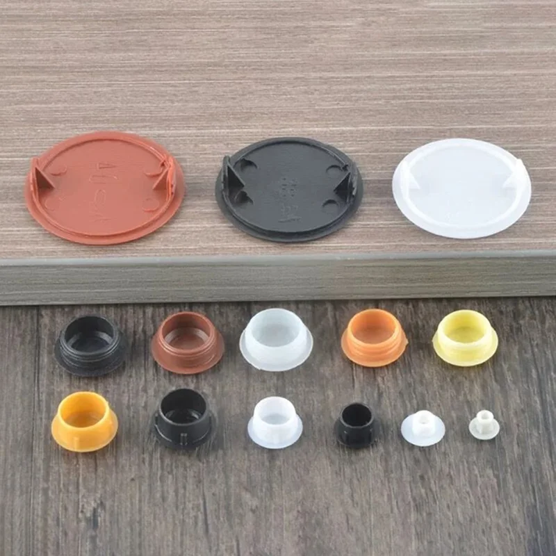 50Pcs / Pack 16mm PP Plastic Hole Plugs Caps for Kitchen Cupboard Cabinet Shelf - Black