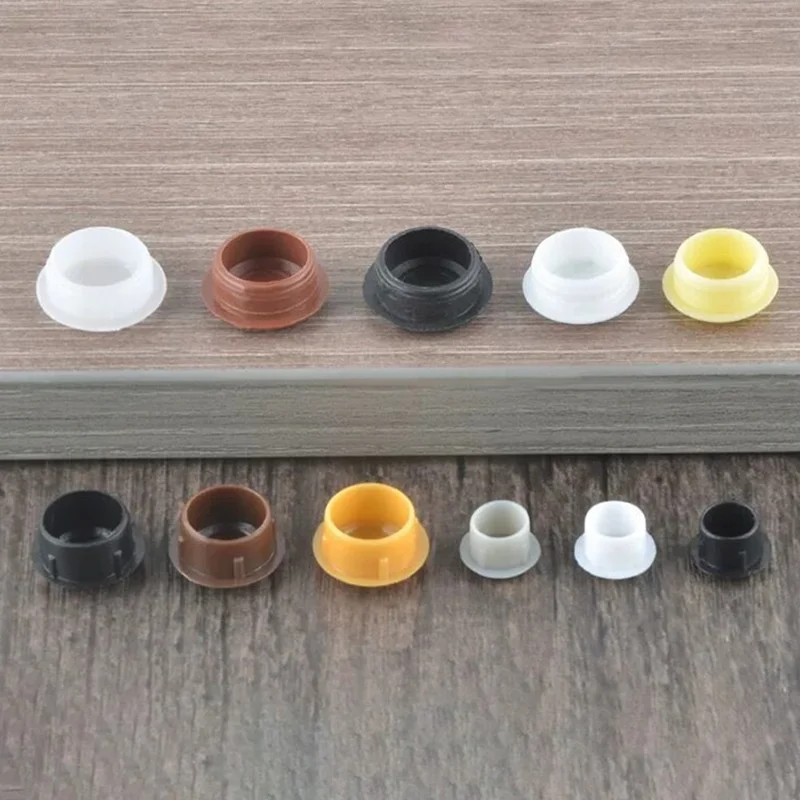 50Pcs / Pack 16mm PP Plastic Hole Plugs Caps for Kitchen Cupboard Cabinet Shelf - Black