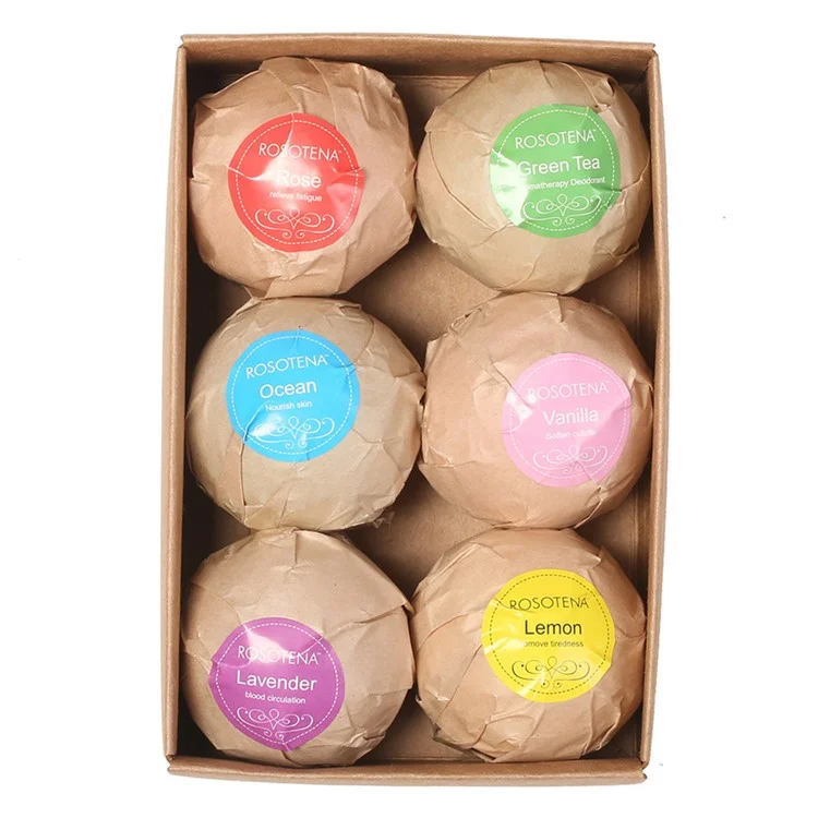 ROSOTENA 6Pcs / Box Bath Bombs Organic Handmade Fizzy Bathbombs Birthday Anniversary Gift