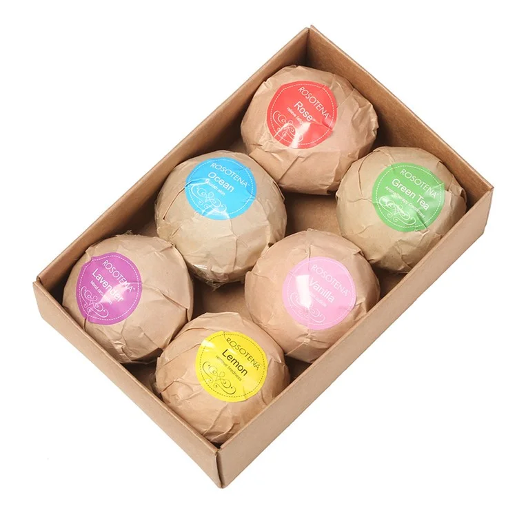 ROSOTENA 6Pcs / Box Bath Bombs Organic Handmade Fizzy Bathbombs Birthday Anniversary Gift