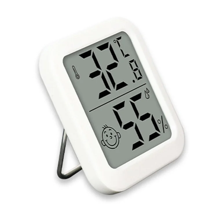 0408 Multi-Function Digital Thermometer Hygrometer LCD Screen Display Temperature and Humidity Meter, White
