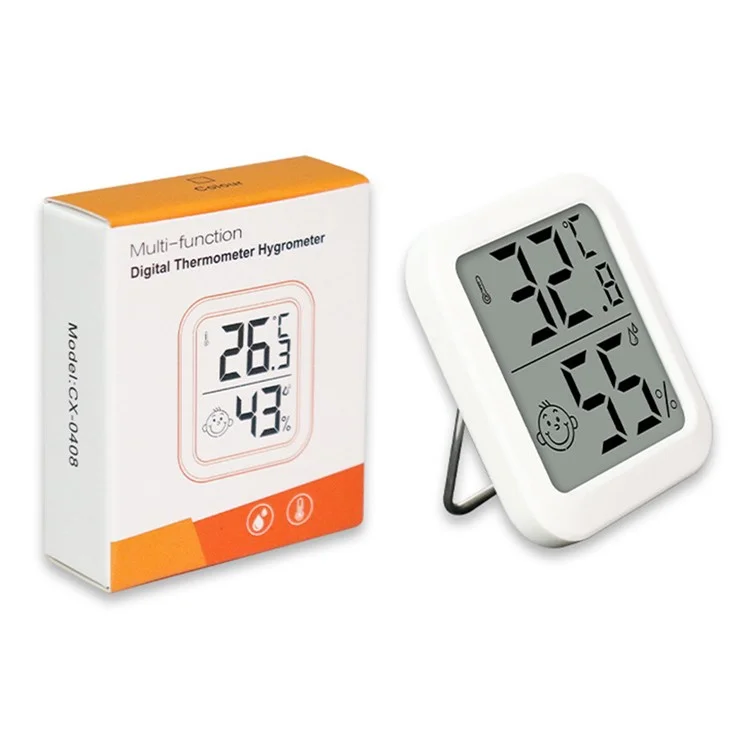 0408 Multi-Function Digital Thermometer Hygrometer LCD Screen Display Temperature and Humidity Meter, White
