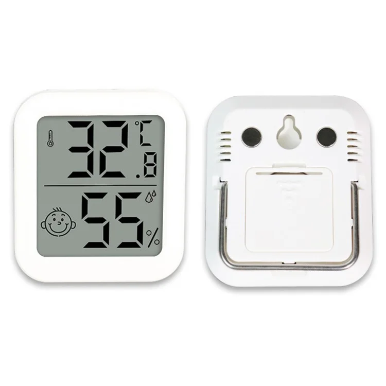 0408 Multi-Function Digital Thermometer Hygrometer LCD Screen Display Temperature and Humidity Meter, White