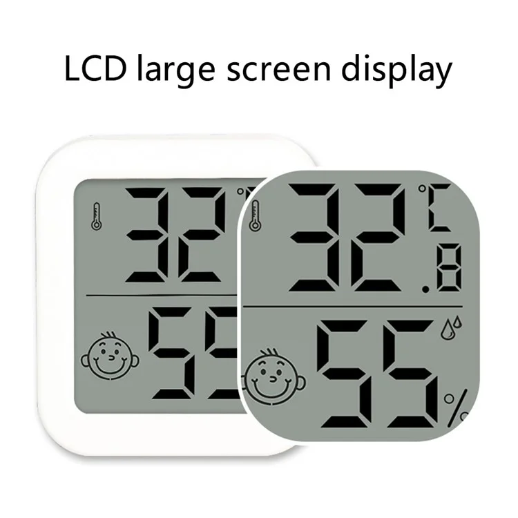 0408 Multi-Function Digital Thermometer Hygrometer LCD Screen Display Temperature and Humidity Meter, White