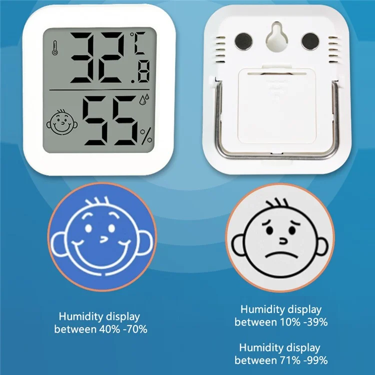 0408 Multi-Function Digital Thermometer Hygrometer LCD Screen Display Temperature and Humidity Meter, White