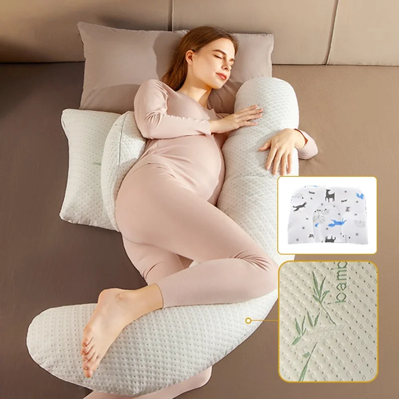 H Shaped Pregnancy Pillow Maternity Pillow Hip Support with Crescent Pillow for Sleeping - Light Green