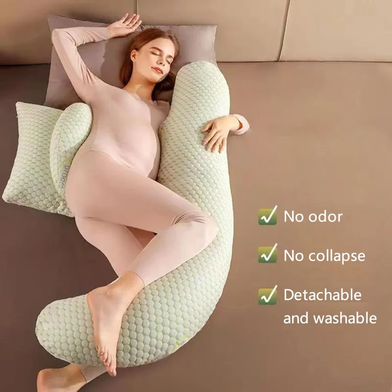 H Shaped Pregnancy Pillow Maternity Pillow Hip Support with Crescent Pillow for Sleeping - Light Green