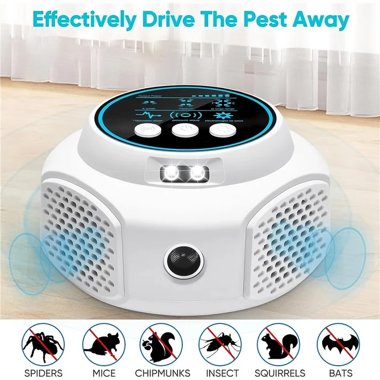 Ultrasonic Pest Repeller 360-Degree Rodent Mice Repellent Mouse Deterrent Rat Repeller for Attic Garage Barn - White / US Plug