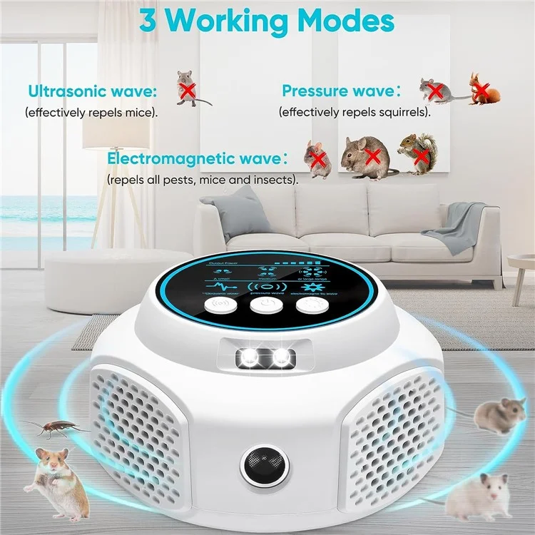 Ultrasonic Pest Repeller 360-Degree Rodent Mice Repellent Mouse Deterrent Rat Repeller for Attic Garage Barn - White / US Plug