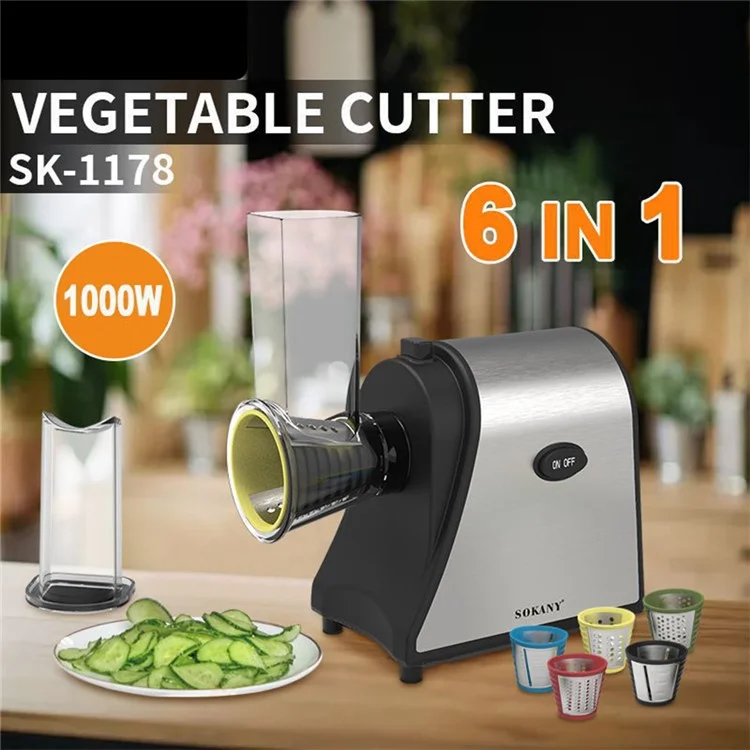 SOKANY 1178 Kitchen Vegetable Slicer Electric Peanuts Grinder Multifunctional Potato Carrot Grater (NO FDA Certificate) - EU Plug