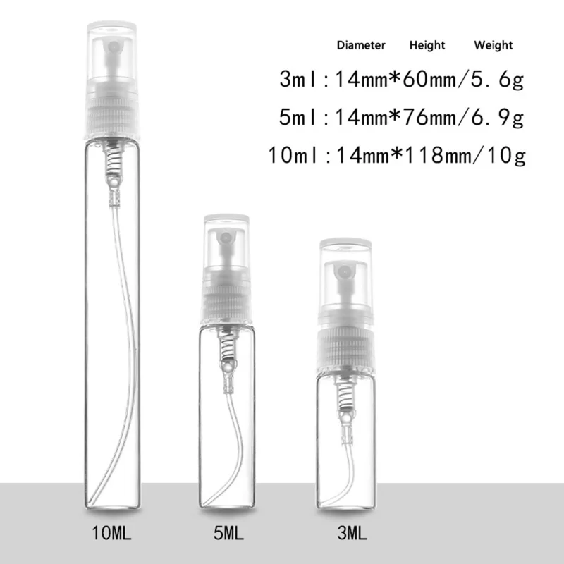 5ml Travel Size Spray Bottle Leak Proof Glass Pump Bottles Empty Cosmetic Refillable Travel Containers for Perfume, Skincare