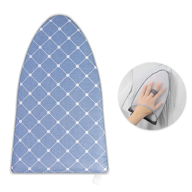 Garment Steamer Ironing Gloves Anti Steam Glove Heat Resistant Handheld Ironing Pad for Clothes, S - Blue Grids