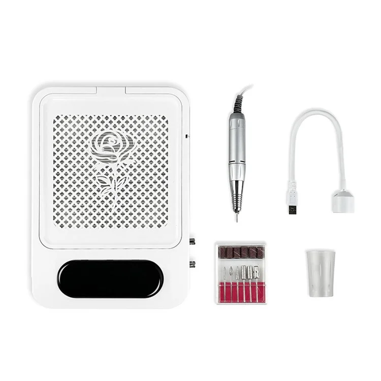XZM-102 Multifunktions-4-in-1-Nagelfräsmaschine mit Staubsauger, Salon-Nagelkit mit LED-Tischlampe - EU-Stecker