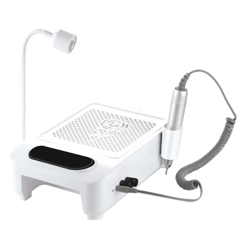 XZM-102 Multi-function 4-in-1 Nail Drill Machine Dust Collector Salon Nail Kit Gift with LED Desk Lamp - US Plug
