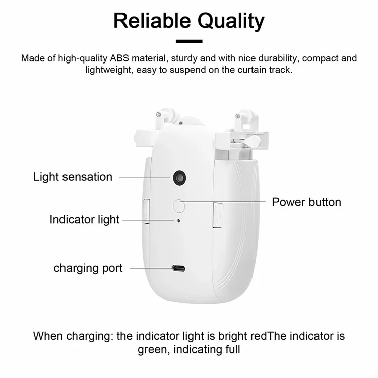 Robô de Cortina Inteligente de Abertura Única LY-1672 para Trilho em U, Controle Remoto I Rail Electric Cortina Opener