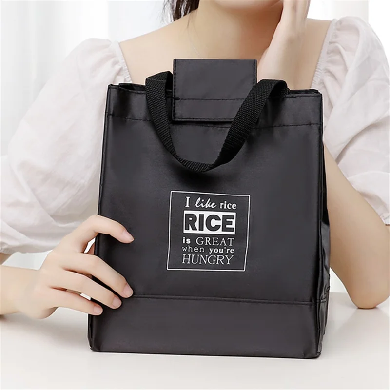 MOHO & HOME Thermal Insulated Polyester Lunch Box Tote Storage Pouch Outdoor Picnic Bag Handbag - Black