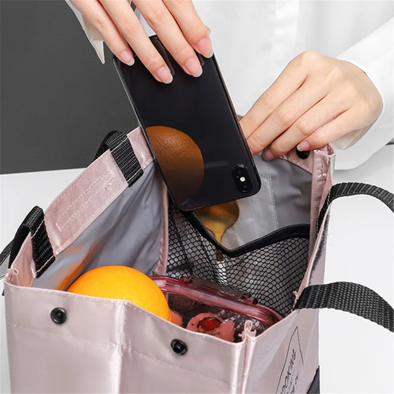 MOHO & HOME Thermal Insulated Polyester Lunch Box Tote Storage Pouch Outdoor Picnic Bag Handbag - Black