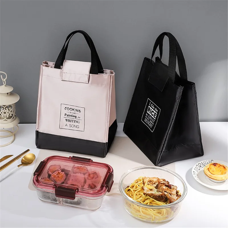 MOHO & HOME Thermal Insulated Polyester Lunch Box Tote Storage Pouch Outdoor Picnic Bag Handbag - Black