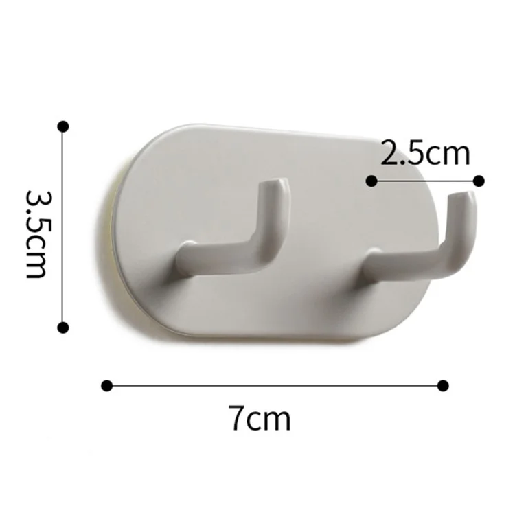 MTAM Double Hook Iron Adhesive Hook Punch-free Door Back Wall Keys Clothes Hanger - Warm Grey