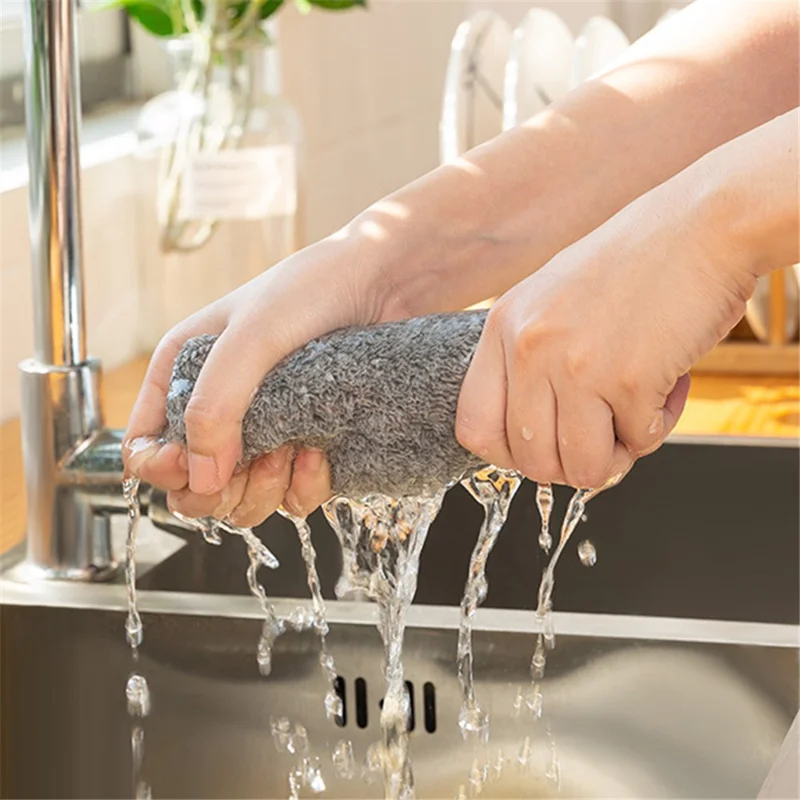 MTAM 2PCS Chiffon de nettoyage en microfibre absorbant l'eau Serviette de nettoyage Chiffon de cuisine Vaisselle