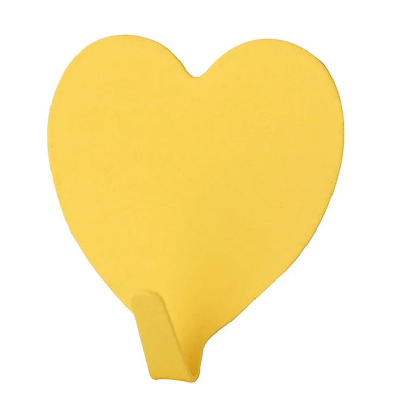 MTAM Heart Shape Stainless Steel Adhesive Hook Room Towel Key Hanger Wall Decoration - Yellow