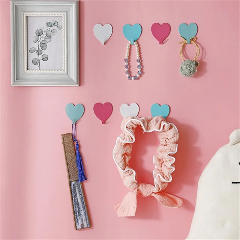 MTAM Heart Shape Stainless Steel Adhesive Hook Room Towel Key Hanger Wall Decoration - Yellow