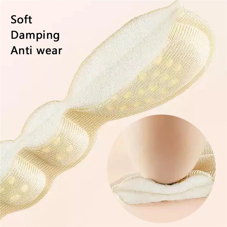 1 Pair 3mm Pain Relief Women Shoes Insoles Adhesive Heels Pads Butterfly Shape Protector Sticker, Non-slip Dots - Nude