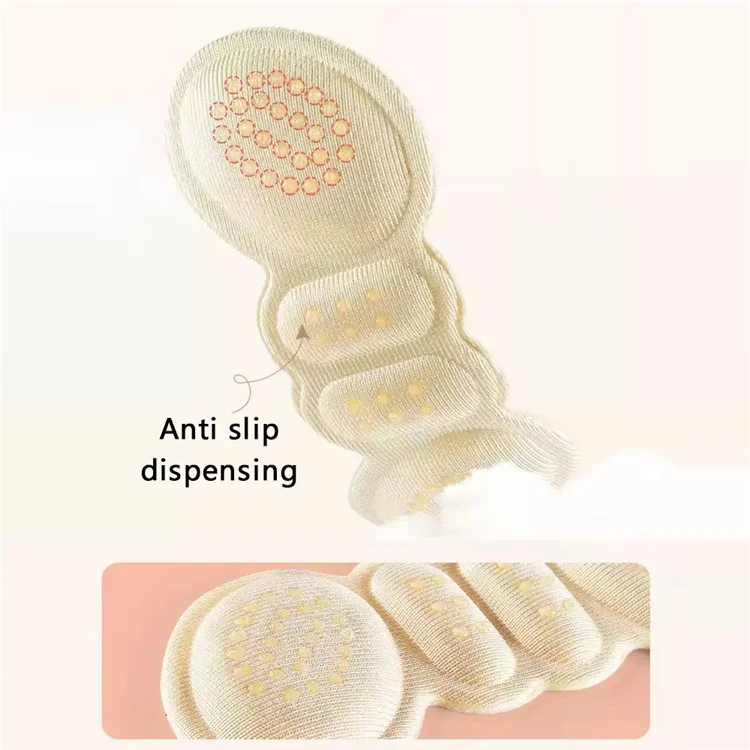 1 Pair 3mm Pain Relief Women Shoes Insoles Adhesive Heels Pads Butterfly Shape Protector Sticker, Non-slip Dots - Nude