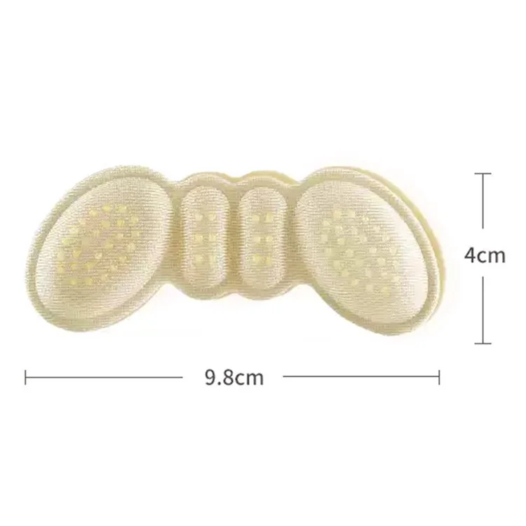 1 Pair 3mm Pain Relief Women Shoes Insoles Adhesive Heels Pads Butterfly Shape Protector Sticker, Non-slip Dots - Nude