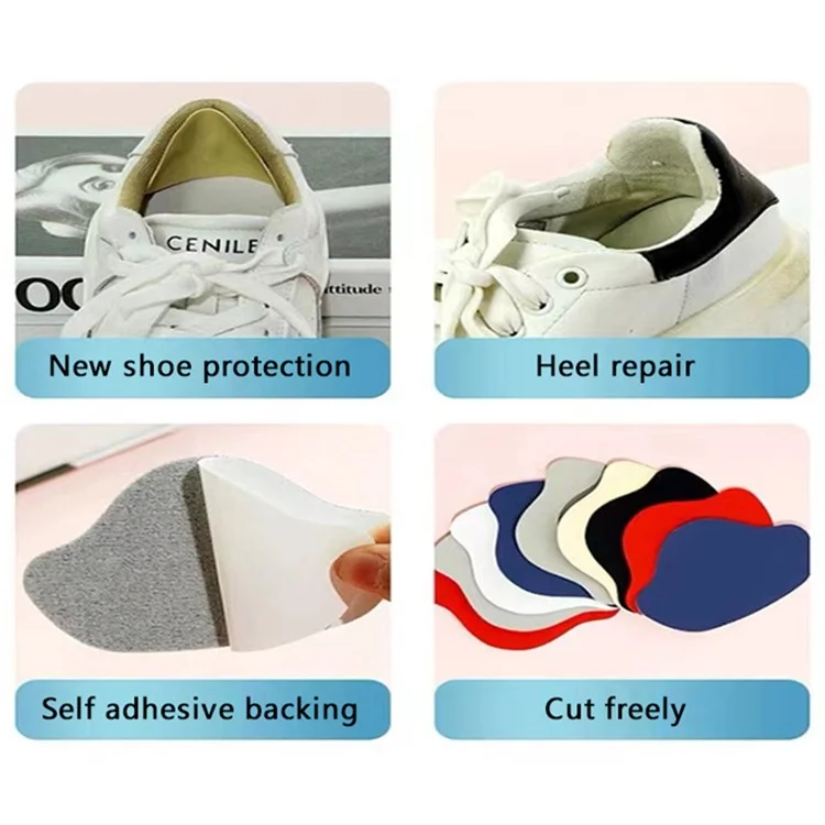 3 Pairs Sneakers Heel Protector Adhesive Patch Foot Care PU Leather Sports Shoes Patches - Men / Black