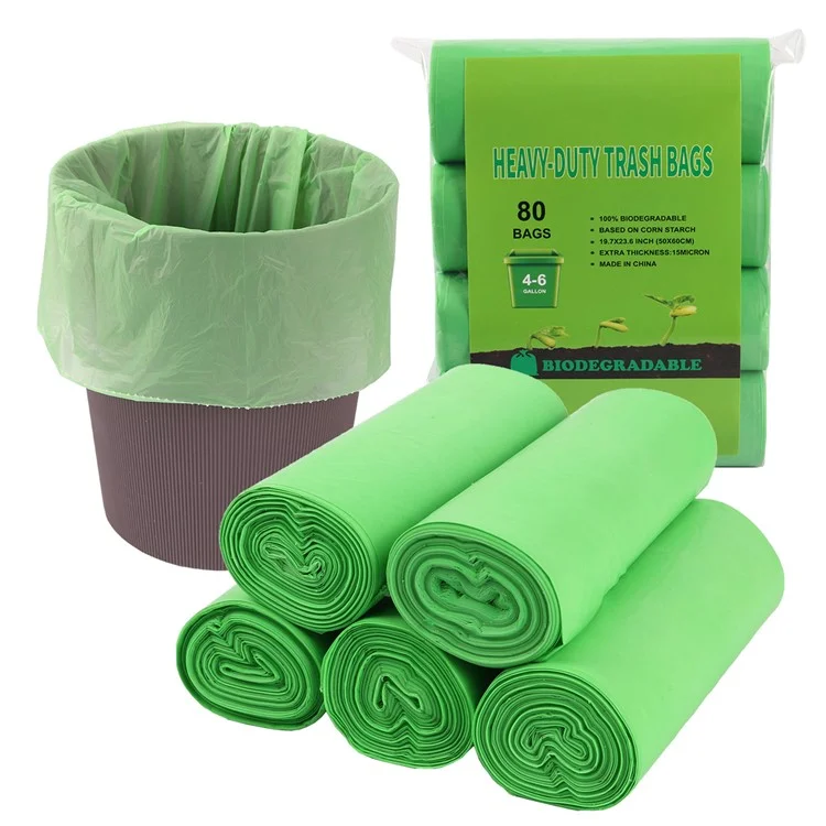 4 Rotoli in Totale 80 Pz 50x60cm Sacchetti per Rifiuti Cucina Casa PLA+PBAT+Amido di Mais Sacchetti per Rifiuti Biodegradabili