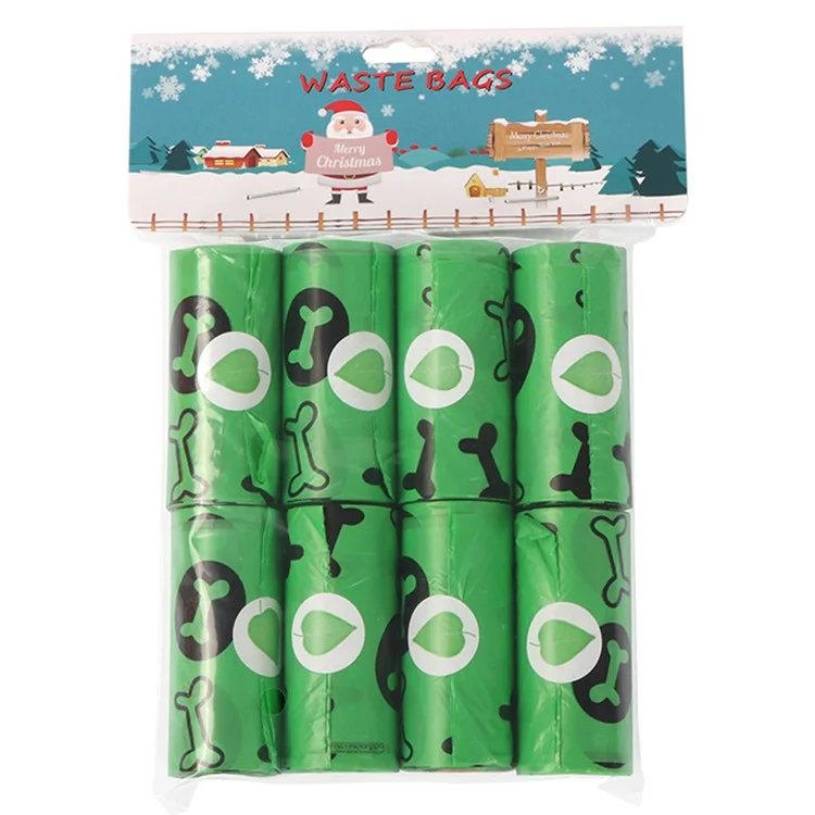 8 Rollos Patrón de Huesos EPI+PE Biodegradables Bolsas de Basura de Desechos Caninos - Verde