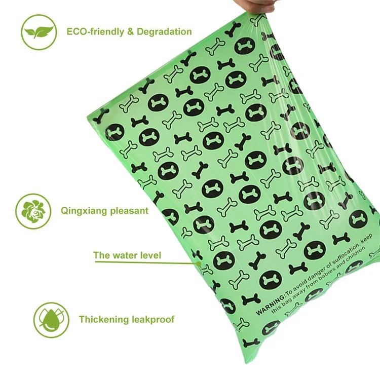 8 Rollos Patrón de Huesos EPI+PE Biodegradables Bolsas de Basura de Desechos Caninos - Verde