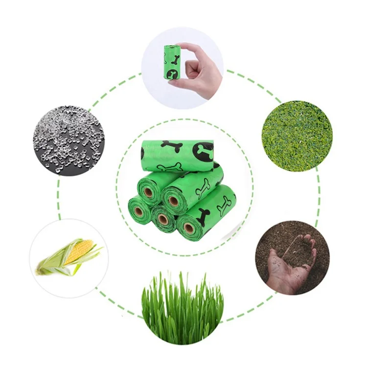 8 Rollos Patrón de Huesos EPI+PE Biodegradables Bolsas de Basura de Desechos Caninos - Verde