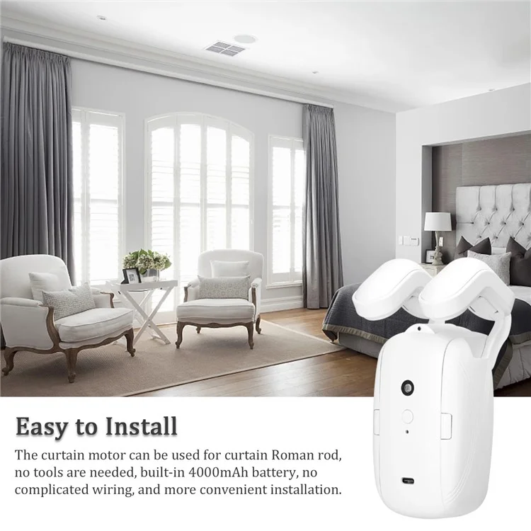 LY-1672 2Pcs Tuya App Bluetooth Smart Electric Curtain Motor Roman Pole Track Automatic Curtain Controller