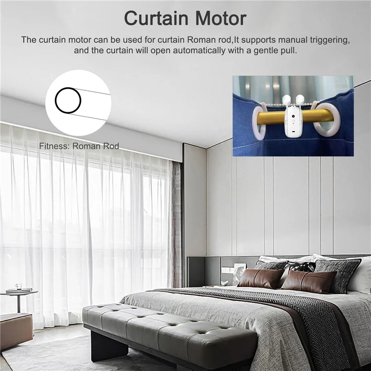 LY-1672 2Stk Tuya-App Bluetooth Smart Electric Curtain Motor Roman Pole Track Automatic Curtain Controller