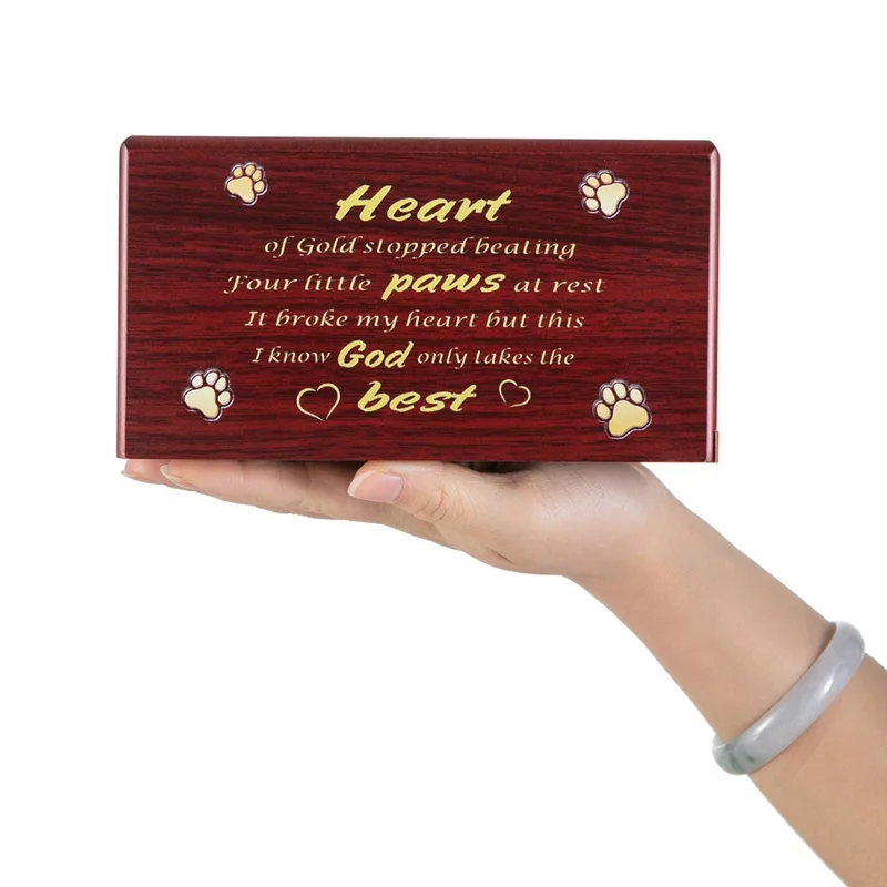 Paw Pattern Wooden Pet Cremation Ash Urn Storage Case Cat Dog Keepsake Memory Box