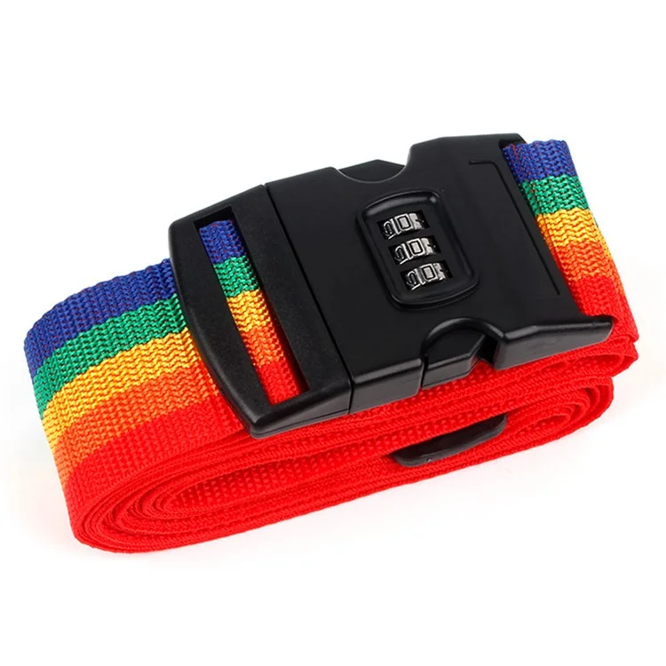 Cinta Ajustável de Segurança de Viagem Anti-roubo com Senha Lock Packing Belt Bagagem Trava Segura - Arco-íris