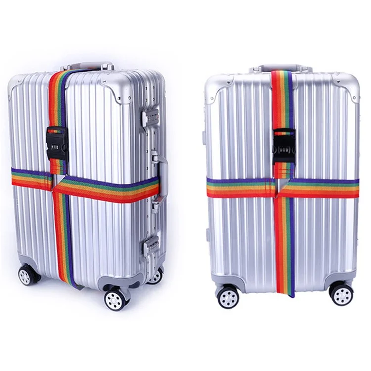 Cinta Ajustável de Segurança de Viagem Anti-roubo com Senha Lock Packing Belt Bagagem Trava Segura - Arco-íris