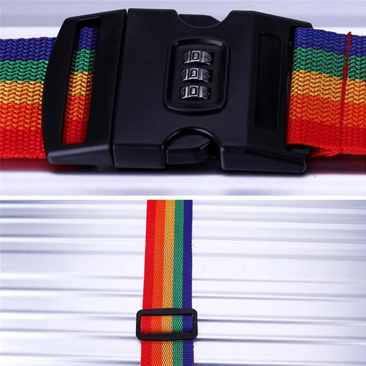 Cinta Ajustável de Segurança de Viagem Anti-roubo com Senha Lock Packing Belt Bagagem Trava Segura - Arco-íris