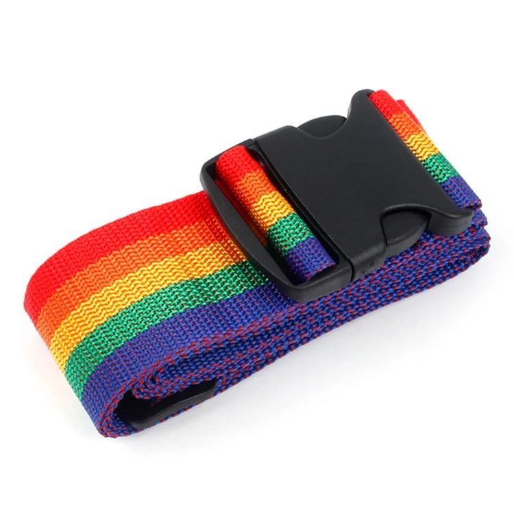 Sangle de fixation ajustable pour valise, sangle d'emballage pour voyage, boucle de sangle de valise (sans mot de passe) - Arc-en-ciel