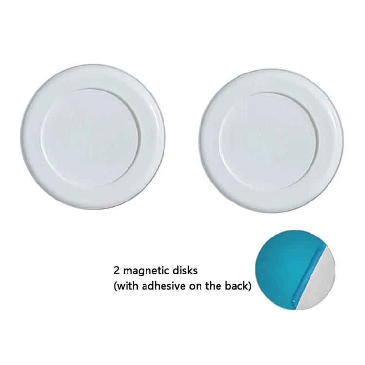 2PCS Round Magnet+Plastic Remote Control Holder Wall Mounted Hanging Hook Magnetic Mat - White