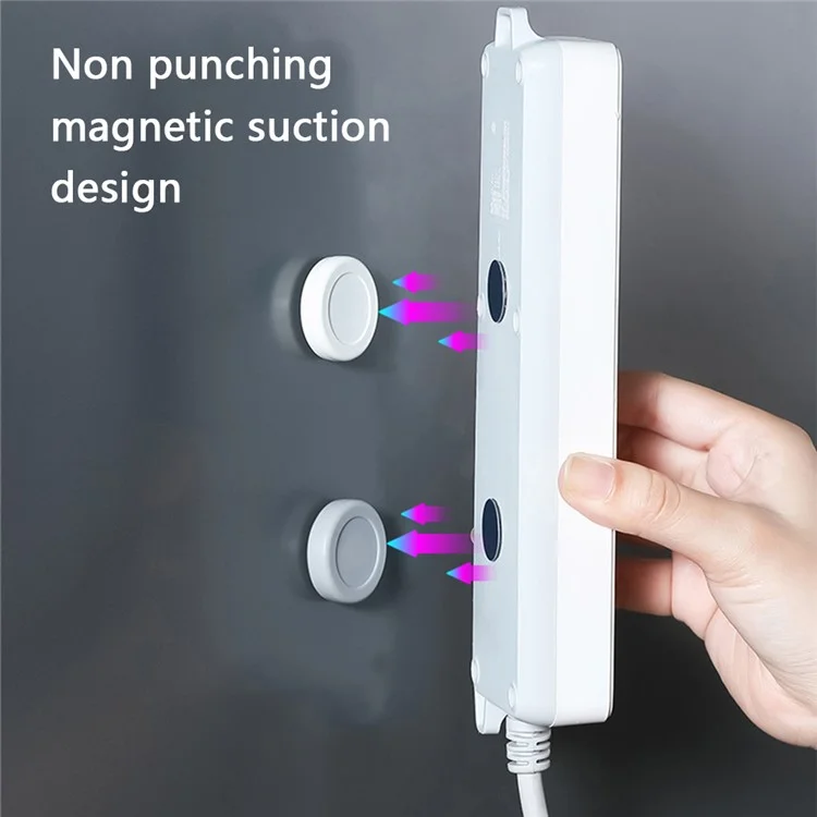 2PCS Round Magnet+Plastic Remote Control Holder Wall Mounted Hanging Hook Magnetic Mat - White