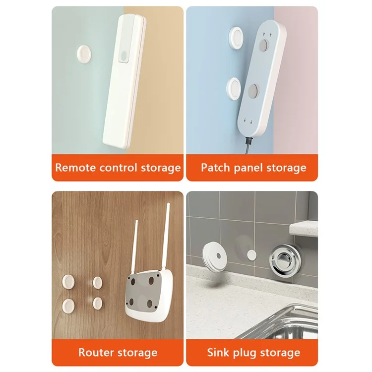 2PCS Round Magnet+Plastic Remote Control Holder Wall Mounted Hanging Hook Magnetic Mat - White