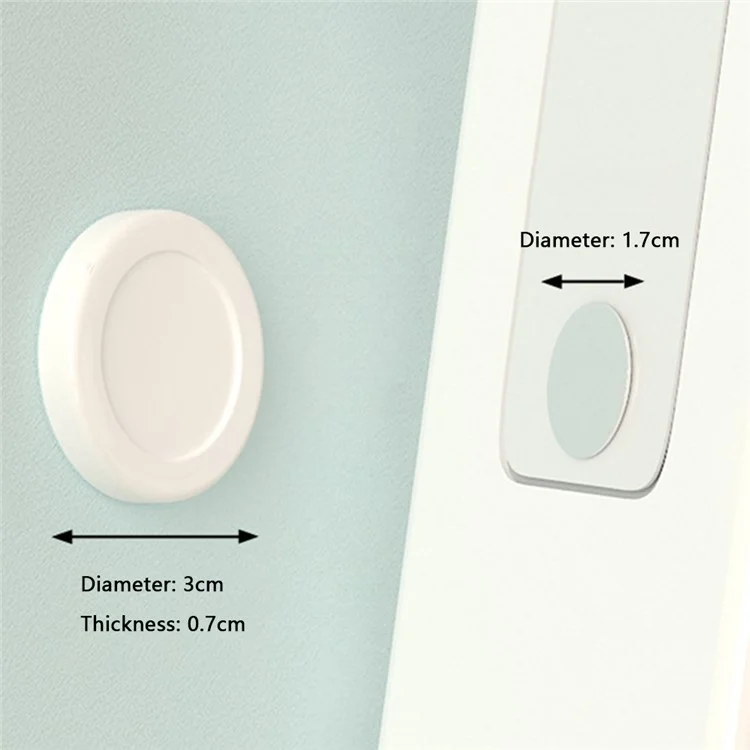 2PCS Round Magnet+Plastic Remote Control Holder Wall Mounted Hanging Hook Magnetic Mat - White