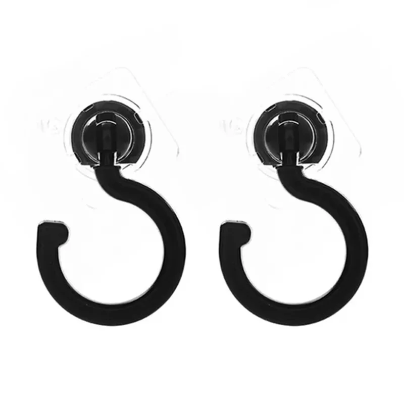 2PCS Rotation ABS+AS Adhesive Hanger Strong Bearing Capacity Hook for Kitchen Living Room Bathroom - Black