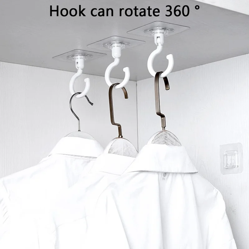2PCS Rotation ABS+AS Adhesive Hanger Strong Bearing Capacity Hook for Kitchen Living Room Bathroom - Black