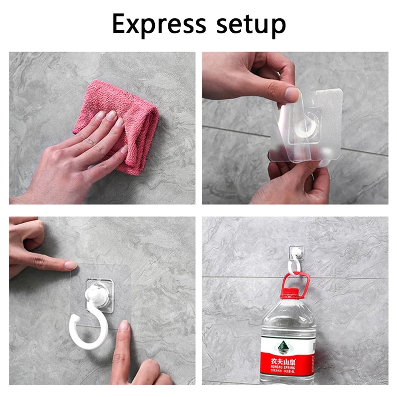 2PCS Rotation ABS+AS Adhesive Hanger Strong Bearing Capacity Hook for Kitchen Living Room Bathroom - Black